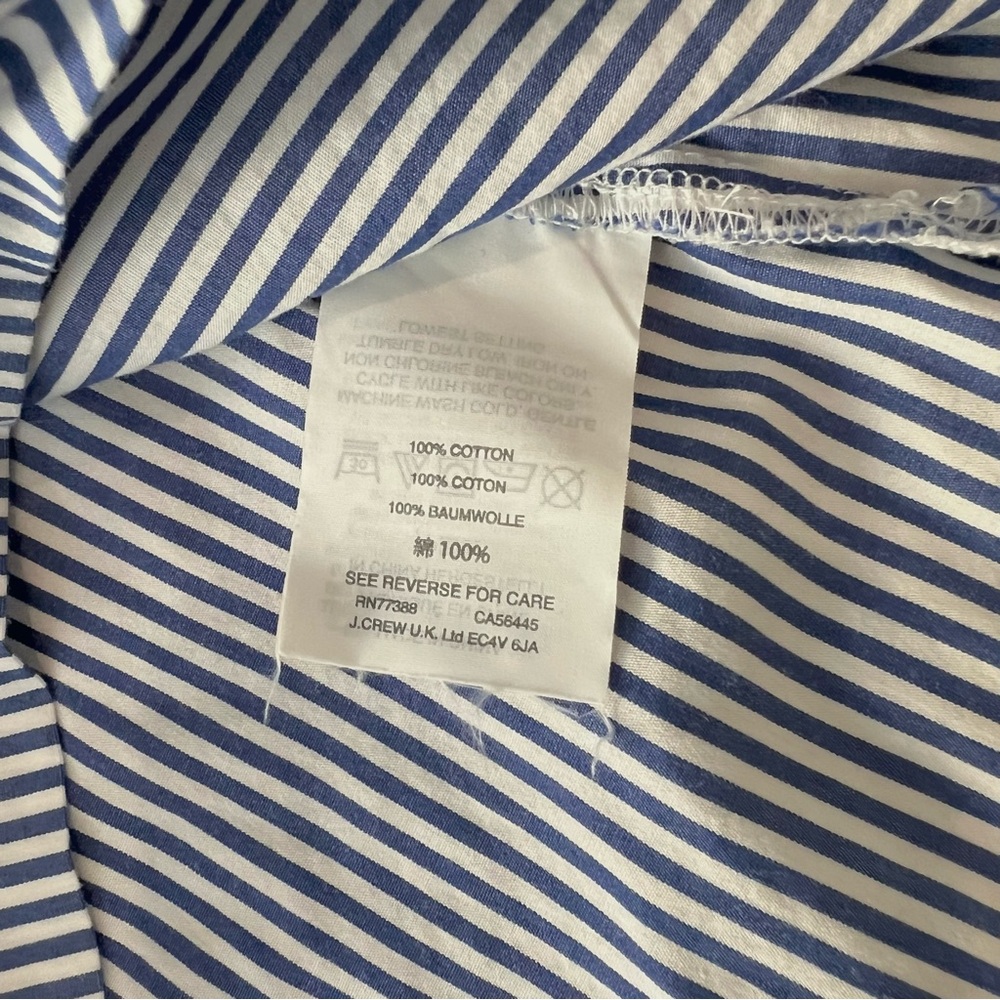 J. Crew Blue and White Stripe Ruffle Trim Sleeveless Top Size 8 - Picture 5 of 8